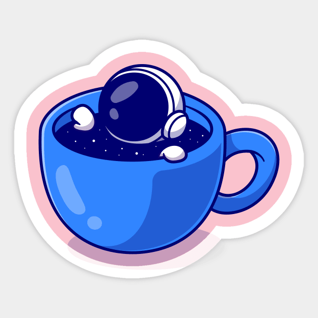 Cute Astronaut Soaking In Space Coffee Cartoon Sticker by Catalyst Labs